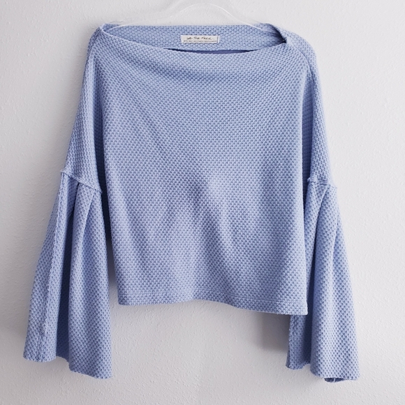 Free People Bunny Tee Textured Belle Sleeve Top - Picture 2 of 8